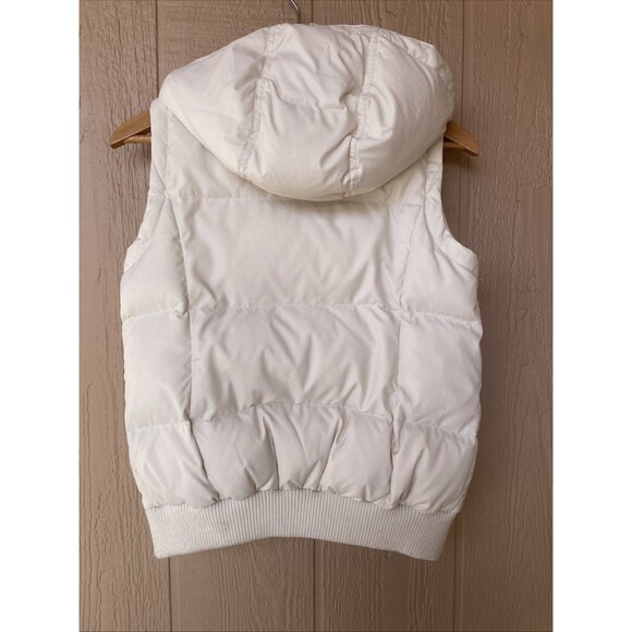 Vintage Y2K The Gap Ivory Cream Puffer Vest Goose Down Stow Hood Hoodie Small - Picture 8 of 16